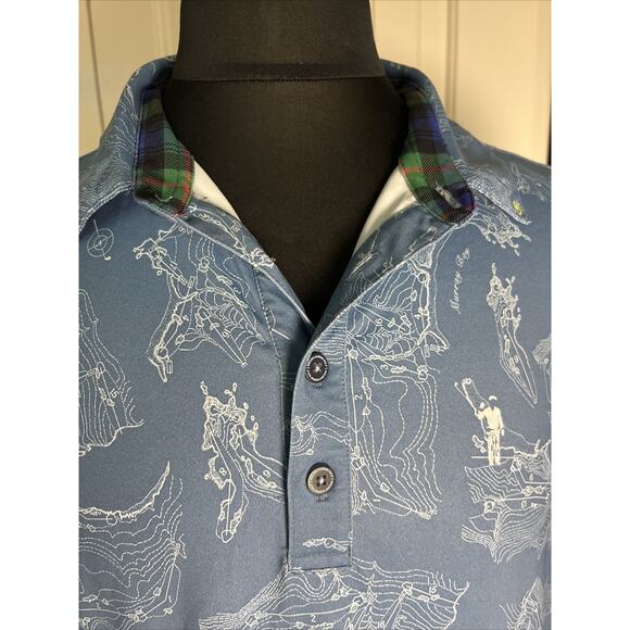 William‎ Murray “Murray Bay” Men’s Plaid collared Blue Golf Polo Size Med - Picture 3 of 7